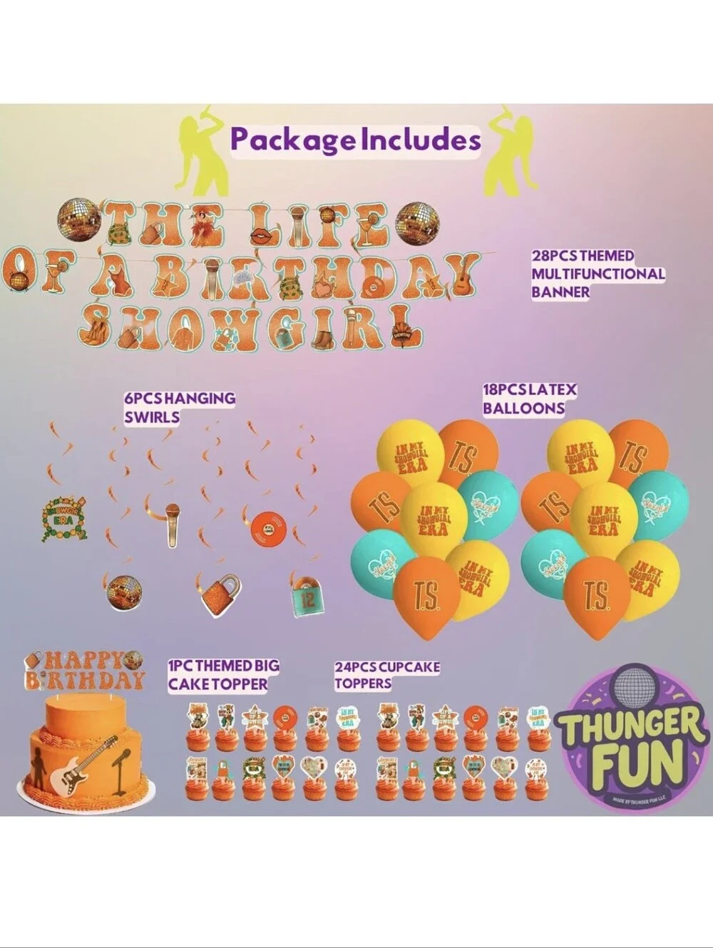 The Life of A Birthday Showgirl Party Decorations Package Kit